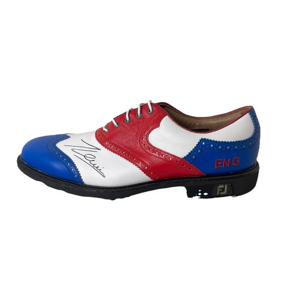 FootJoy My Joys Golf Shoes Cleats Red/White/Blue Signed by British Tom Lewis 9.5 main image 10